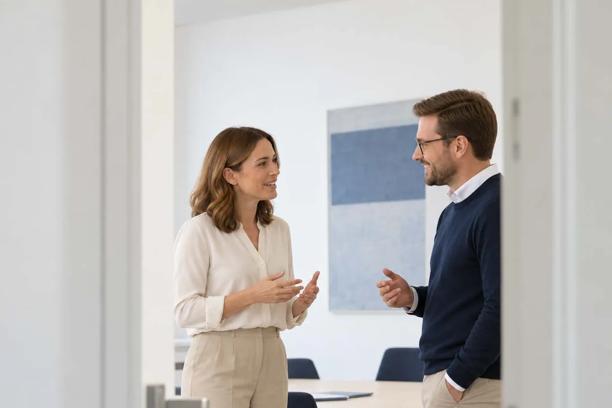 Begrüßung im Besprechungsraum